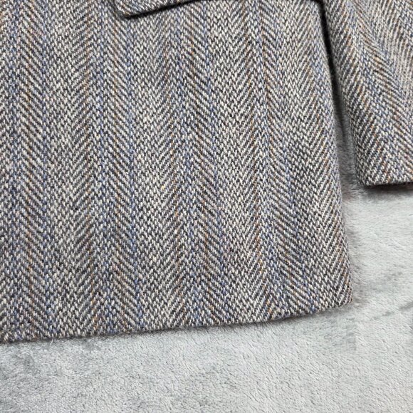 Vintage Woolrich Sport Coat Mens 46R Blue Herringbone Wool Tweed Blazer Jacket - Picture 6 of 11